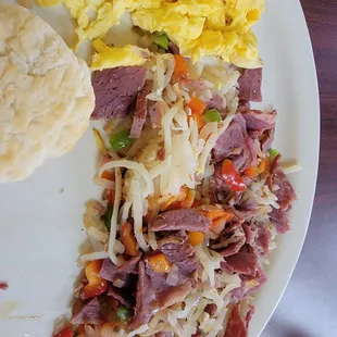 Corned beef hash and eggs