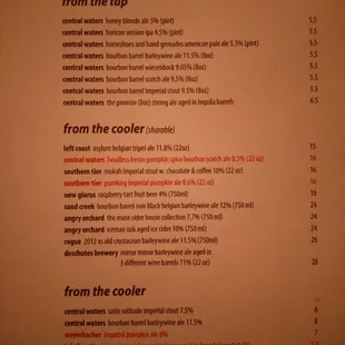 Amazing front side of beer menu here at The Cruise