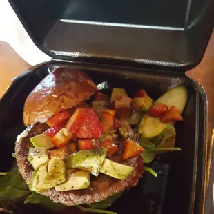 Strawberry and avocado burger,  a nice change from tomatoes