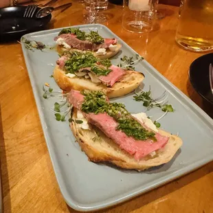 Chimichuri steak crostinis