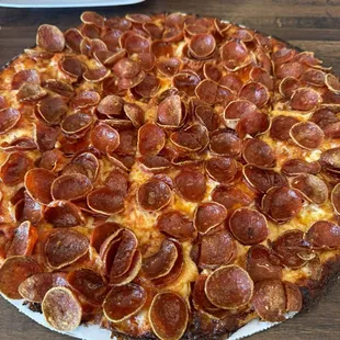 A 10 inch pepperoni pizza