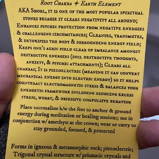 An example of the information they provide for every stone and crystal you purchase- amazing!