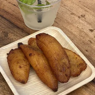 Fried sweet plantain, get the pink dipping sauce