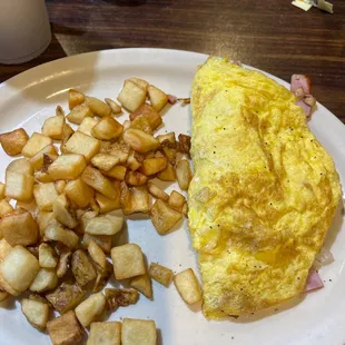 Ham, cheese and onion omelette.