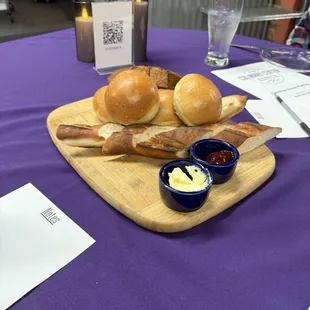 All the bread we were making was on our table to snack on.