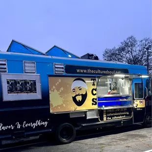 a blue food truck
