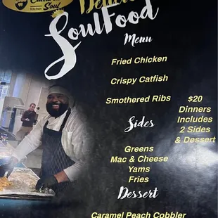 Smothered Rib with Candied Yam and Mac&amp;Cheese, Peach Cobbler