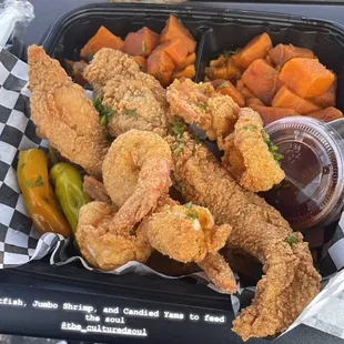 Crispy Shrimp and Catfish with the Yams