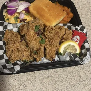 chicken wings and fried chicken, food