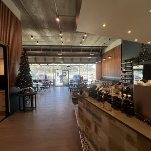 Back view looking at the front door of the shop