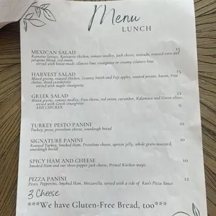 menu