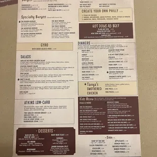the menu for the cup diner