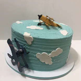 Vintage airplane themed baby shower cake