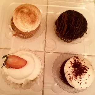four different types of cupcakes