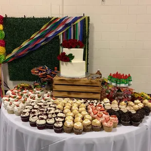 a variety of cupcakes on a table