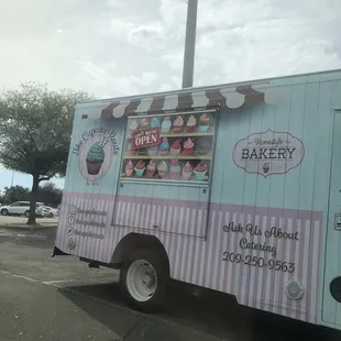 The truck was parked outside of the mall