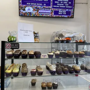 a display of cupcakes