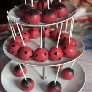 Ladybug inspired cake pops