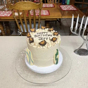 a birthday cake on a table