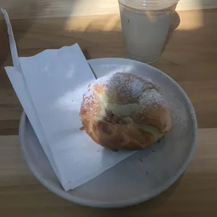 iced latte and dulce de leche croissant