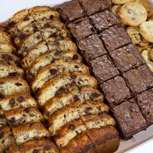 Party box - chocolate chip banana bread, brownies, and chocolate chip cookies