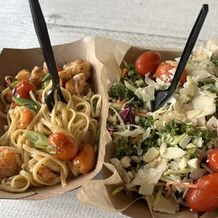 Shrimp Linguine and Salad extraordinaire