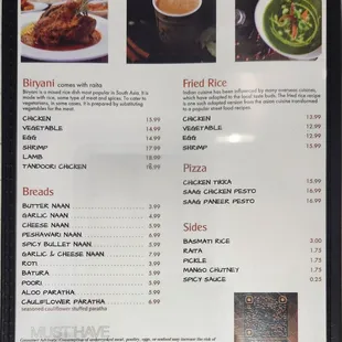 Fourth page of the menu