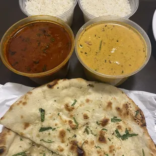 $8 GARLIC &amp; CHEESE NAAN (missing cheese), $16 VEGETABLE KORMA (average), $17 CHICKEN CURRY (dry chicken &amp; so much oil)