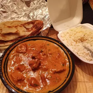 Tikka and rice and Nann