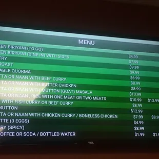 Menu as of 9.19.18