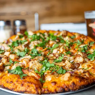 a close up of the pizza