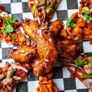 chicken wings and fried chicken, food