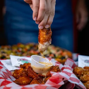 chicken wings and fried chicken, food