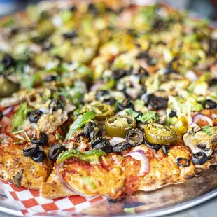 a close up of a pizza