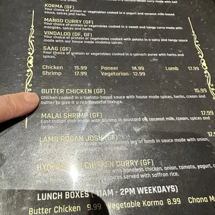 Butter Chicken (GF) on the menu