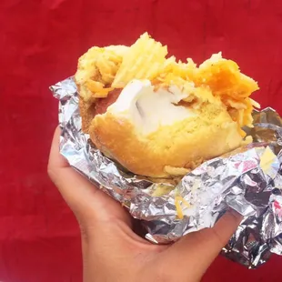 Sure Dog! Cream cheese, chili, cheese, &amp; Crunch!!!