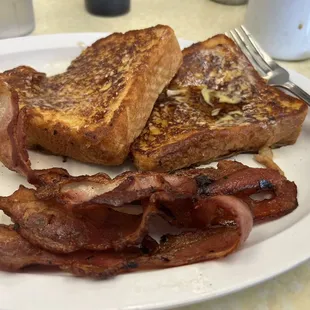 Delicious French toast and bacon!