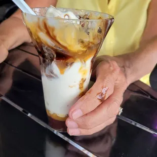 Chocolate and caramel parfait