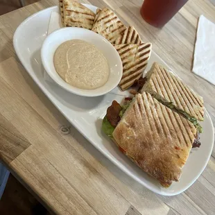 Turkey club and hummus