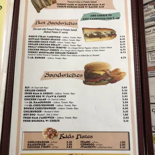 a menu for a sandwich restaurant