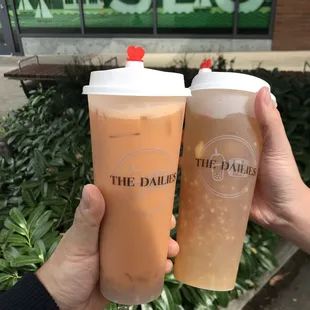 Pandan Thai Iced Tea with 3Q and Peach Wintermelon with 3Q