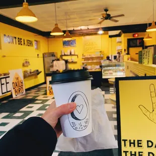 Lavender latte and vegan banana bread