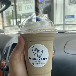 Hazelnut Creme Frappé + shot of espresso SO GOOD!! The lady at the front desk is so sweet