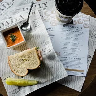 a sandwich and a pickle