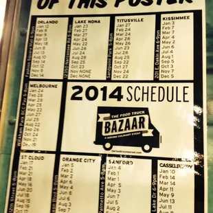 2014 Schedule!