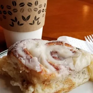 Cinnamon roll with my caramel latte
