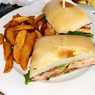 Salmon Sandwich &amp; Fries.