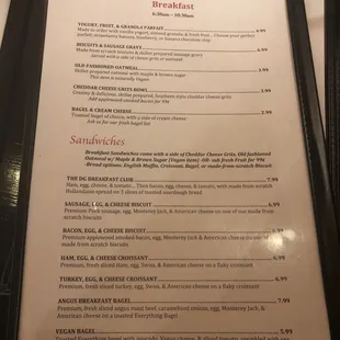 menu