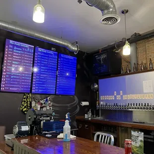 a bar with a lot of menus