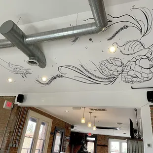 a mural on the ceiling